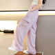 Nickybaby Summer Girls Wide Legs Детские брюки Ледяные шелковые брюки 2025 Новый комар -репеллентный брюк девочек -летние брюки 15029 Pink Purple + 9889 White [Set] 160