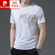 Pierre cardin summer new ice silk short-sleeved T-shirt for men's round neck print trendy thin top half-sleeved T-shirt White 719 M 165 [recommended 100-120 Jin [Jin equals 0.5 kg]]