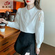 Camisa de algodón bordado Dafuxi para mujeres en 2025 Autumn New Fashion White White White White Camiseta suelta y versátil Cy9227 White M [sugerido 96-110Jin [Jin iguala 0.5 kg]]]