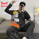 Cat Man (Miiow) Pajamás de algodón puro Spring y Autumn Adolescente Cartoon Estudiante Cardigan Gran tamaño Manga de manga larga Manga Home Clothing 9902 (Cárdigan de manga larga) M