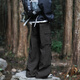 Pantalones de paracaoleta de área de pantano Pantalones de senderismo plisado de primavera y verano Pantalones de senderismo plisado y pantalones de seda de hielo informal WS701 Negro 2xl