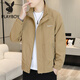 Playboy Men's Jacket 2025 New Youth Casual Versatile Thin Jacket Spring and Autumn Trendy Brand Wear Handsome and Trendy Khaki 2XL 145-165Jin Jin is equal to 0.5 kg
