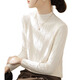 FSAT pleated half turtleneck white bottoming shirt for women in spring and autumn style with mid-collar textured knitted sweater long-sleeved top off-white L recommended 105-120 Jin Jin equals 0.5 kg