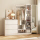 Baifengda Creme -Stil Schlafzimmer Brustschrank Kleidung Rack integrierter Dressing Spiegel Kombination moderne einfache Bettende Wand Aufbewahrungsschrank Creme Stil drei Brust Kleidung Rack integriert links 140 cm Installation an der Tür