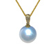 Kuang Yi Cold Light Australian White Pendant Natural Seawater South Sea White Pearl Single Perfect Round Extremely Bright Pearl Diamond 18k Gold Necklace 14mm
