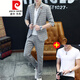 Pierre cardin summer thin 7-quarter sleeve suit men's suit plaid casual Korean style slim trendy handsome mid-sleeved small suit gray 9902 mid-sleeved + nine-quarter trousers = 1 set 3XL 185