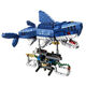 Compatible building blocks, frost dragon model, high difficulty assembled toys, dinosaur boys' birthday, New Year, Christmas gift, mechanical shark + hand-crank base + 687 pellets