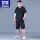 Romon Ice Silk Sports Suit Summer Summer de gran tamaño de tamaño delgado de estilo de estilo rápido para hombres Fat Fat Plus Fat Plus Flow Short Sleas Z826 Negro de alta calidad Traje de seda de hielo 7xl recomendado 250-270Jin [Jin equivale a 0.5 kg]