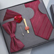 ZNMW Juego de 5 piezas de corbata negra burdeos para el novio de boda de la boda de la boda de la boda de la boda cuadrada de la bufanda de la bufanda de la bufanda de la bufanda de alta calidad.