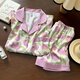 Xuan Mulin Tulip Pyjamas für Frauen im Sommer Dünneis Seiden kurzärmelige Damen große Heimkleidung SDX#9902 Grüne Tulpen kurzärmelige Shorts M 75-95jin [Jin gleich 0,5 kg]