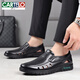 Kartel Herbst Neue Männer hohle Sandalen Herren echte Leder mit mittleren Alters und älteren Daddy-Schuhen atmungsablöschbarer Lederschuhe Herrenhöhle Black 9887-2 41 41