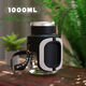 Xushansi Taza de té grande Gran capacidad 2000-3000 Litios Toneladas Copa de agua de vidrio anti-caza para hombres SUPER SUMER SUPER resistente al calor Número portátil Negro + Correo + cepillo de taza 1000ml sin base