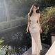 White dress for women, high-end summer seaside wear, beach skirt, holiday bag hip skirt, long skirt, pure desire, seaside flower tube top mesh dress S recommended 90Jin Jin is equal to 0.5 kg or less