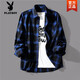 Playboy (Playboy) Schwarz-Weiß-Plaid-Shirt Männer koreanischer Stil Trend Frühling und Herbsthemd Lose Trendy Brand Casual Longleved Top Jacket Männer Sommer 6908 Red High Quality XL