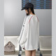 UNIFREE celebrity style American V-neck long-sleeved T-shirt trendy brand sports off-shoulder loose jersey white M