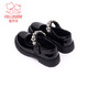 Fuluo Mi Girls' Leather Shoes Spring and Autumn Fashionable Rhinestone Princess Shoes Children's Performance Shoes Black 34