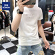 罗蒙（ROMON）短袖t恤男士圆领冰丝2025夏季新款修身个性刺绣烫钻欧货丝光棉潮 724闪电R白色 XL