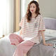 Pyjamas de coton en polyester d'été rôti pour les femmes en été pantalons courts à manches courtes et pantalons courts à manches courtes et à manches courtes 673 3xl recommandés 135-150jin [Jin est égal à 0,5 kg] à porter