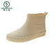 Woodpecker Japanese fashion rain boots for women winter anti-slip low-top water shoes water boots short tube rain boots car washing grocery shopping kitchen shoes rubber shoes trendy off-white (added velvet socks) 37 positive size