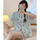 Femaibo heo pajamas for women in spring and autumn short-sleeved trousers three-piece set for summer cute cartoons for outdoor wear 14122# Star Yugui Dog Three-piece set XL 110-130Jin [Jin equals 0.5 kg]