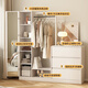 Baifengda Creme -Stil Schlafzimmer Brustschrank Kleidung Rack integrierter Dressing Spiegel Kombination moderne einfache Bettende Wand Aufbewahrungsschrank Creme Stil drei Brust Kleidung Rack integriert links 140 cm Installation an der Tür