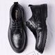 Zapatos de cuero portulese para hombres de negocios británicos para hombres zapatos casuales de negocios bajo zapatos de boda de la suela gruesa bajo 9929 Negro 39