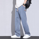 Woodpecker Ice Silk Jeans Men's Summer Thin Tennis Loose Straight American High Street Trend Brand Wide-Level Casual Long Trousers T1048 Blue XL [Suggested 130-150Jin [Jin equals 0.5 kg]]