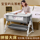 
Mommy Pie multi-function foldable crib removable portable newborn cradle bed European-style baby bed splicing large bed khaki + mosquito net + mattress + diaper table