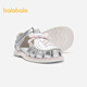 Balabala children's shoes, children's sandals, girls' shoes, summer new beach shoes, ballet style bows, modern style, smoke gray silver 20301 24