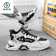 Pecker Chaussures masculines 2025 Printemps et automne Nouvelles chaussures décontractées à haut niveau Polymenal Chaussures sportives de tendance épaisse épaisses semelles résistantes à l'usure des chaussures tendance de papa blanches et noires [expédition 24h / 24] 42