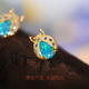 Taste of Jewelers Braided Australian Crystal Opal Stud Earrings 18k Gold Sapphire Stud Earrings (Pre-sale)