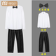 Modal Best Man Group Costume, Tenue de frères, mariage de chemise blanche de mariage Suit de pantalon, chemise à manches longues pour le marié à manches longues chemise tendance + noix de papillon bordeaux + pantalon 4xl 165-180jin [Jin est égal à 0,5 kg]