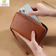 Kuqidaishu Craft billetera italiana Femenina Long Zipper Gran capacidad Clutch Fashion Fashion Casual Phone Bag Card de mujeres Crack Brown