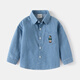 WELLKIDS boys' denim shirt outer wear trendy children's clothing top spring new children's long-sleeved shirt baby top light blue 120
