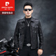 Pierre Cardin Herbst und Winter Echtes Lederjacke Herren Kurzer Schaffelljacke Herren Wolle Revers kurzer Motorrad Jacke Leder Jacke Trendy Black-Single Model M