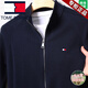 Tommy Hee Kelly Tommy 100 Pure Wool Cardigan Executive Jacket Herren Reißverschluss Frühling und Herbst High-End-Strick-Pulloverjacke Top Navy Pure Wool XL 175 [Vorgeschlagen 130-155 Jin [Jin gleich 0,5 kg]]