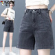 Pantalones cortos de mezclilla de pájaro carpintero para mujeres en el verano 2025 Nuevos personajes de cintura externa de cintura alta para que se vean delgados pantalones sueltos delgados de ancho de ancho 6182-famoso gris 31 recomendado 130-140Jin [Jin iguala 0.5 kg]