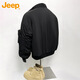 Jeep (JEEP) Jacket Men's Autumn and Winter Loose Workwear Aviator Jacket American Casual Trendy Men's Clothing Black XL