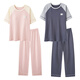 Langsha 2025 Neues Paar Pyjamas für Sommermänner reine Baumwollkurzärmelhosen für Frauen mit Brustpolster Heimkleidung N13601 Männer # 3xl