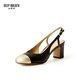 DEEP BREATH Deep Breath Women's Shoes Small Round Toe Small Xiangfeng High Heels Elegant Back Single Shoes AX11148 Black Gold 38