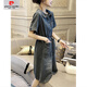 
Pierre cardin [1477 people praised] European station 2025 summer new loose large size denim dress for women mid-length S666 S 100Jin [Jin equals 0.5 kg]
