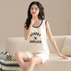 Jiaocai Meng Pylon Pyjamas en coton pour les femmes avec des tampons mammaires, vous pouvez porter des gilets et des shorts pour les vêtements pour la maison jeune et d'âge moyen 6167-1A avec des tampons mammaires 2xl (recommandé 135-155jin [Jin est égal à 0,5 kg]))