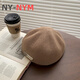 NY-NYM Black Beret Frauen dünne britische im Internet im Internet im Außertaghut Casual Newspaper Jungen Maler Hut rückwärts Stürmer Hut Beige Forward Hut [Four Seasons Style] Gleiche Größe