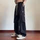 
Dingfengbaoluo pure cotton work pants men's retro versatile American casual handsome scimitar wide-leg long pants ZX02 black XL
