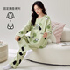 Catman Spring- und Herbst-Frauen-Langarm-Pyjama mit Brustpolster integriert Baumwolle große Hauskleidung im Sommer und Winterstil dünn und lose HRY1049 m (Empfohlen 75-95 Jin [Jin Equals gleich 0,5 kg])