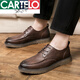 Cartelo echte Leder -Ladung Herren -Slipper Lazy Trend Sommer Herrenschuhe Britische Freizeitlederschuhe Koreanische Version Bean Dou Schuhe Männer 9761 Black 38