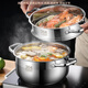 Tuojin German imported quality small steamer 304 stainless steel three-layer thickened household soup pot with steamer double multi-layer electromagnetic all-steel model with 1 steam grid (5-8 e 15828cm Extra thick material stove universal warranty 1 year