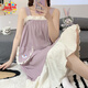Taokemeng ärmellose Hosenträger Nachthemd für Frauen im Sommer schwarzer heißer Stil super fee süße koreanische Version Freizeit Home Girls Schlafsaal Pyjama 834 m [70-95jin [Jin gleich 0,5 kg]]
