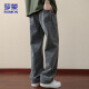 
ROMON jeans men's summer loose casual pants men's straight wide-leg pants men's trousers trendy dark gray XL
