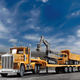 Remote control truck super heavy duty semi-trailer remote control flatbed truck towing trailer semi-trailer large truck toy boy and child 83 cm 9 channel remote control flatbed truck two large battery rechargeable batteries - Super resistant to play